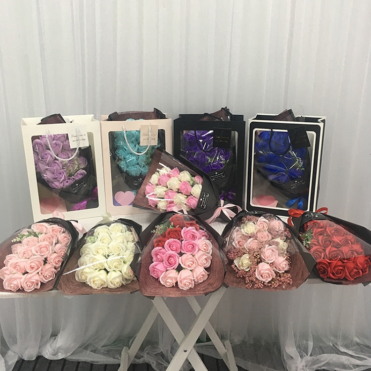 18pcs Scented Artificial Soap Flower Rose Bouquet Gift