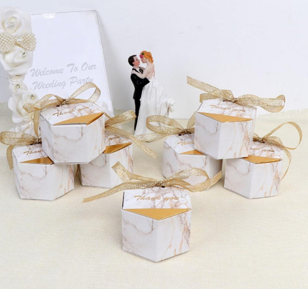 10/20pcs Marble Wedding Candy Box