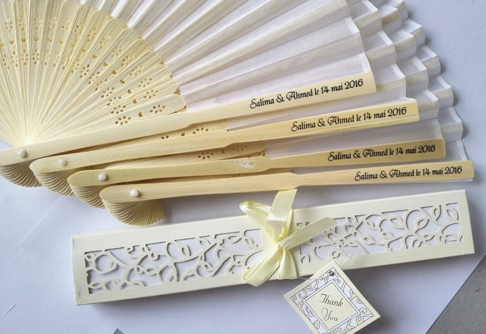 100pc Personalized Silk Hand Fan Favors