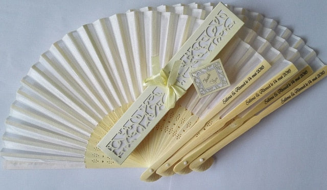 100pc Personalized Silk Hand Fan Favors