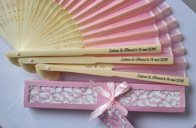 100pc Personalized Silk Hand Fan Favors
