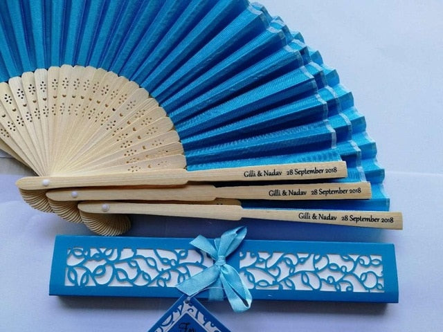 100pc Personalized Silk Hand Fan Favors