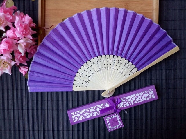 100pc Personalized Silk Hand Fan Favors