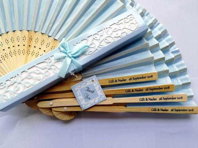 100pc Personalized Silk Hand Fan Favors