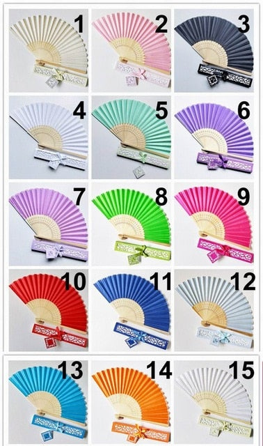 100pc Personalized Silk Hand Fan Favors