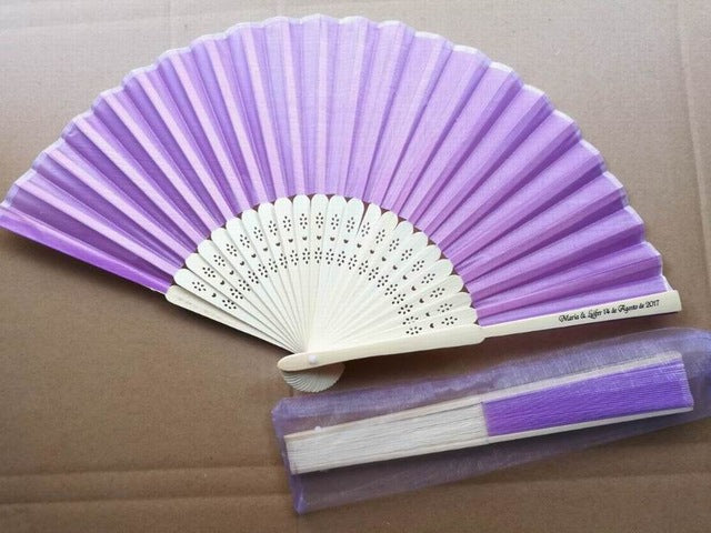 100pc Personalized Silk Hand Fan Favors