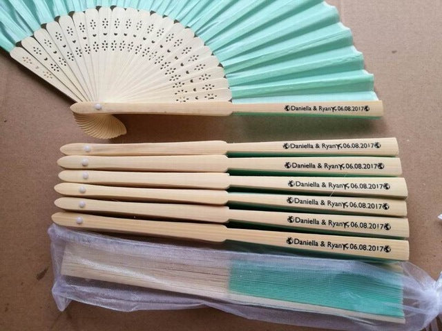 100pc Personalized Silk Hand Fan Favors