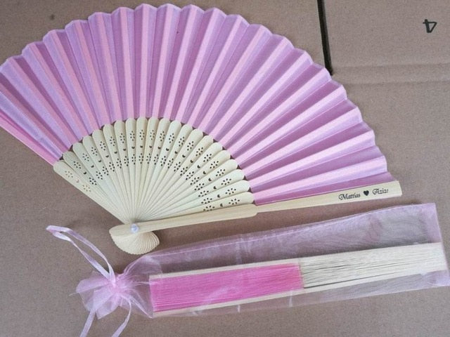 100pc Personalized Silk Hand Fan Favors