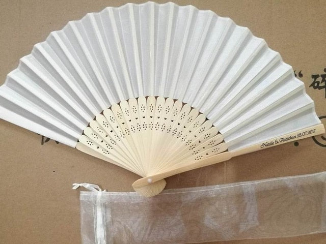 100pc Personalized Silk Hand Fan Favors