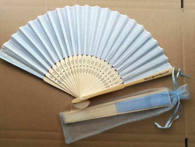 100pc Personalized Silk Hand Fan Favors