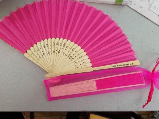 100pc Personalized Silk Hand Fan Favors