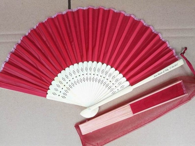 100pc Personalized Silk Hand Fan Favors