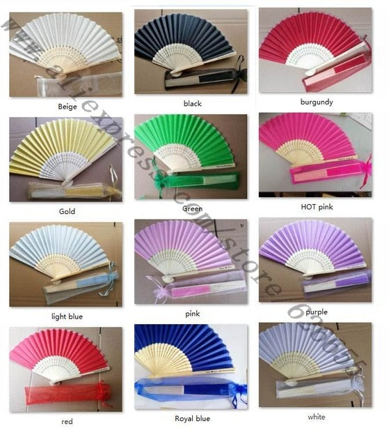 100pc Personalized Silk Hand Fan Favors