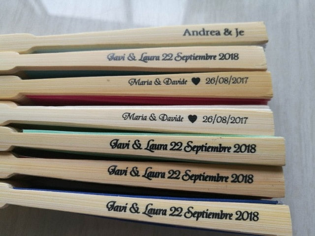 100pc Personalized Silk Hand Fan Favors