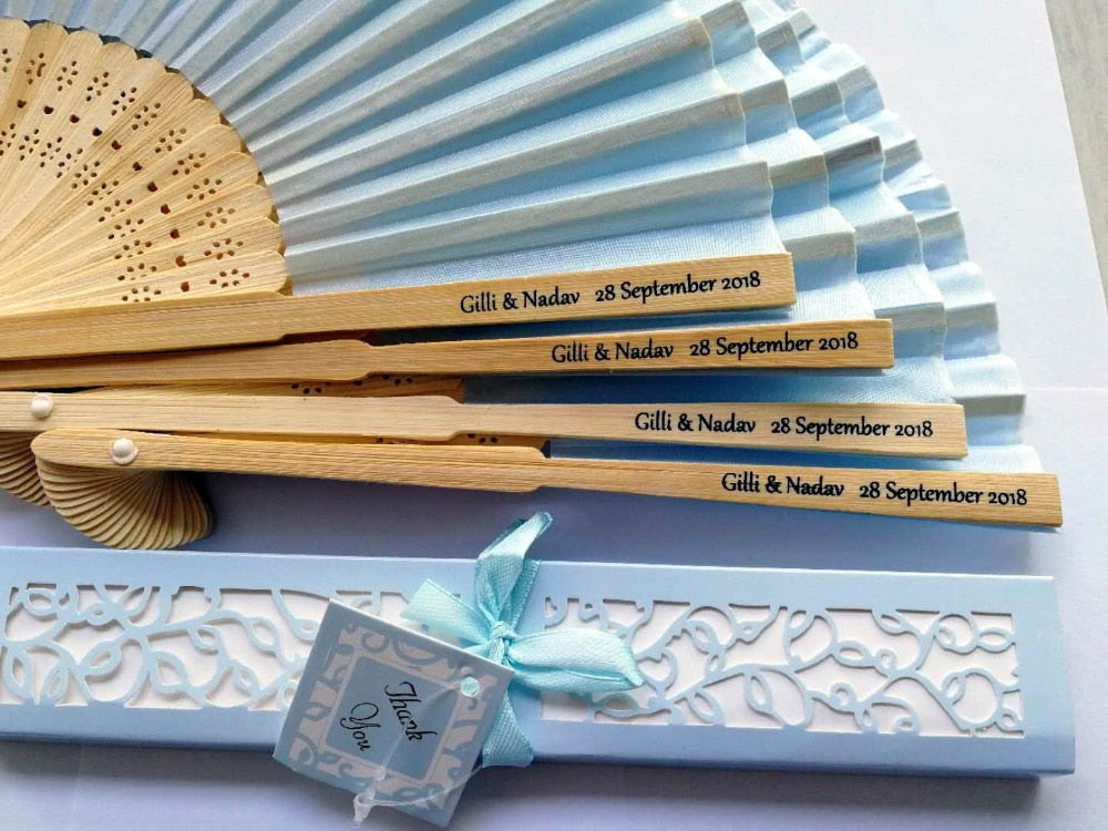 100pc Personalized Silk Hand Fan Favors