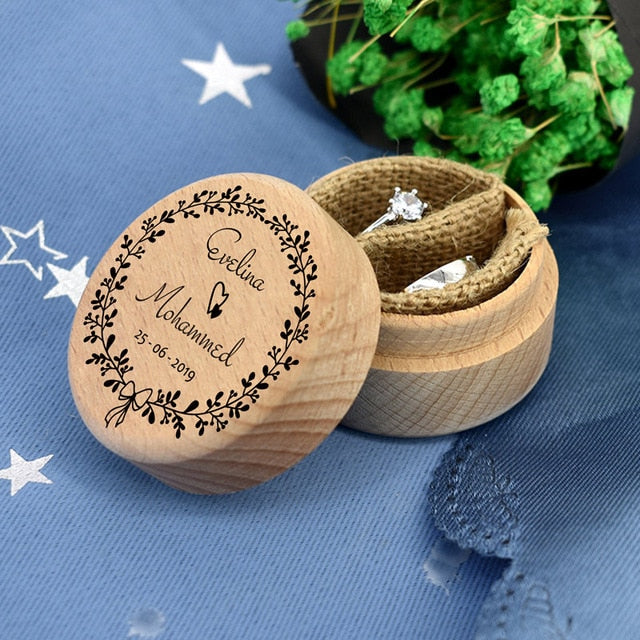 Personalized Rustic Wood Ring Box