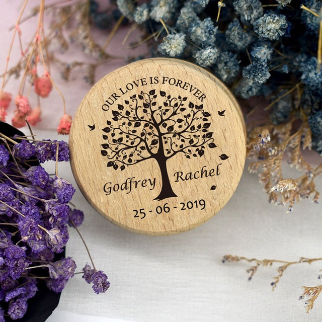 Personalized Rustic Wood Ring Box
