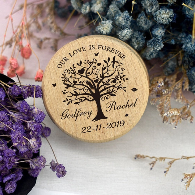 Personalized Rustic Wood Ring Box