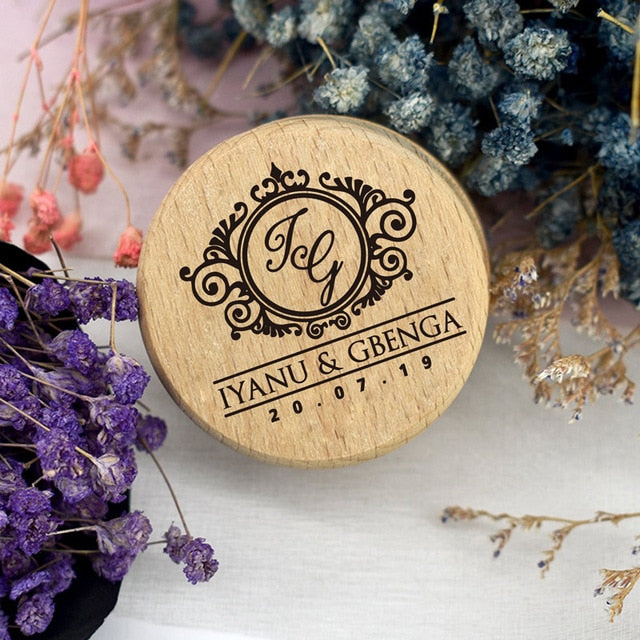 Personalized Rustic Wood Ring Box