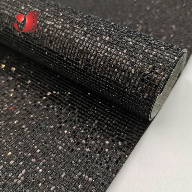 Glitter Sequin Fabric Faux Synthetic PU Leather Sewing Materials For Crafts