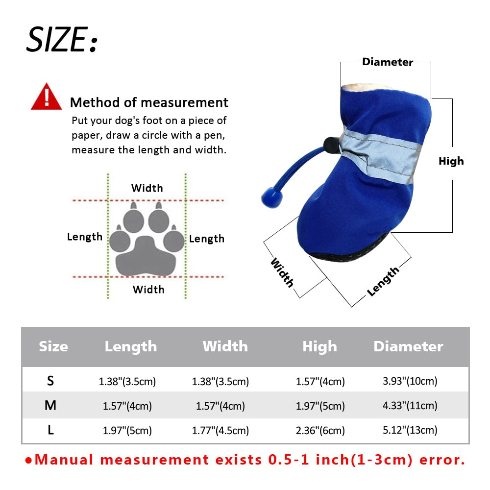 4pcs Rain Winter Pet Dog Boots Shoes Anti-slip