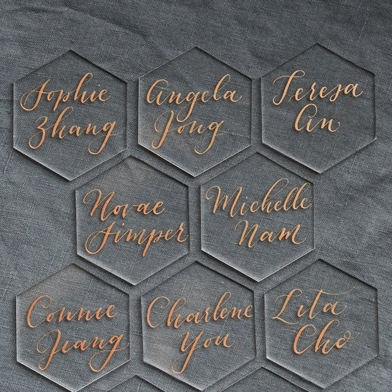 20pc Clear Acrylic Hexagon Place Cards