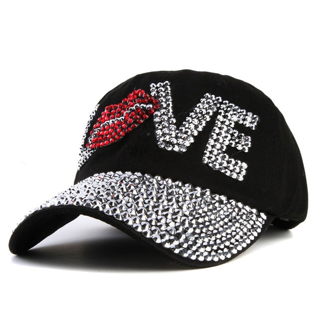 Love Rhinestone Baseball Cap Hat