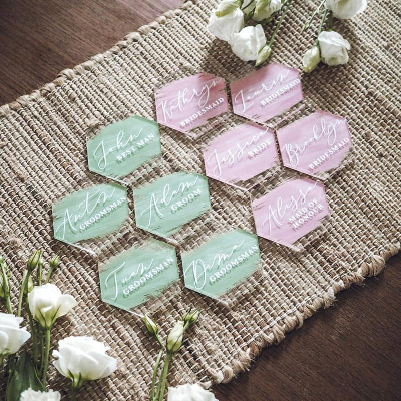 20pc Clear Acrylic Hexagon Place Cards