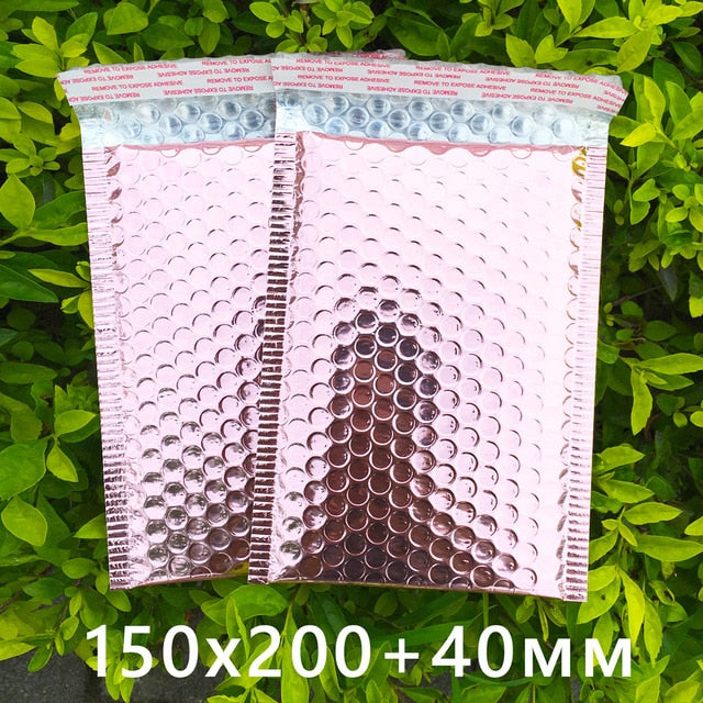 10pcs Rose Gold Bubble Envelope Gift Packaging Mailer