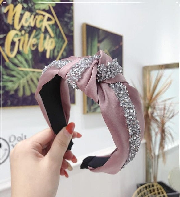 Knotted Rhinestone Hairband Turban