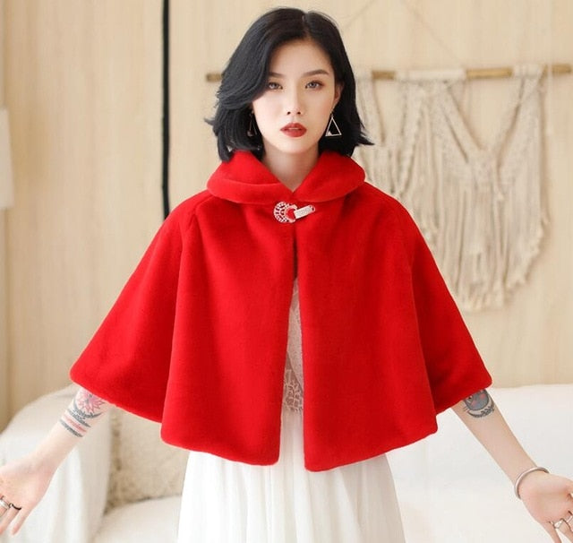 Winter Party Evening Jacket Wraps Faux Fur Cloaks
