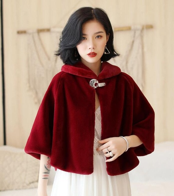 Winter Party Evening Jacket Wraps Faux Fur Cloaks