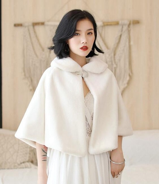 Winter Party Evening Jacket Wraps Faux Fur Cloaks
