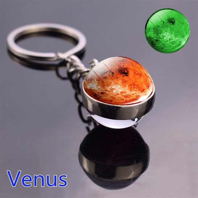 Glow in The Dark Moon and planet Key Chain