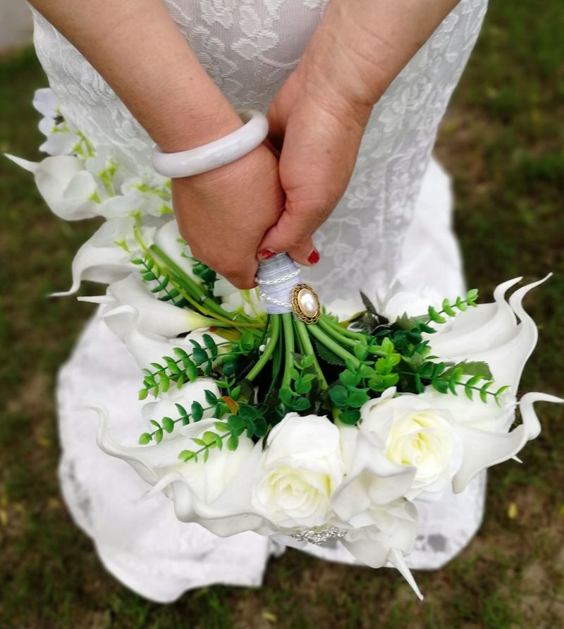 Waterfall Ivory Orchid Wedding Flowers Bouquet
