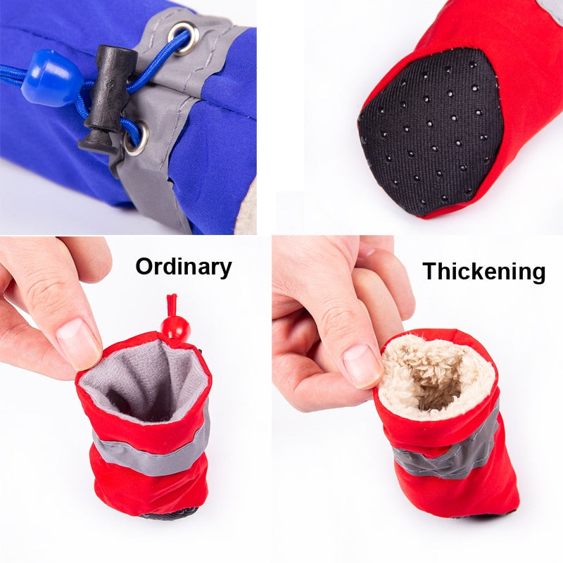 Winter Warm Dog Shoes Anti-slip Boots Socks 4pcs