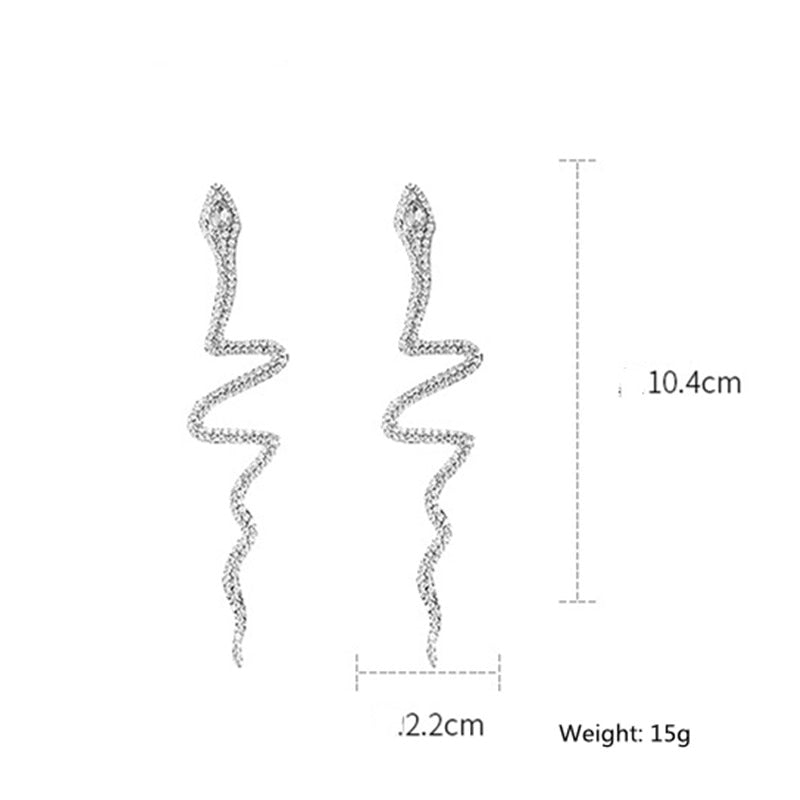 Long Snake Crystals Drop Earrings