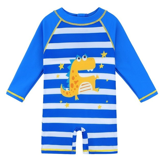 Kids Cartoon Swimwear Long Sleeve One Piece Swimsuit