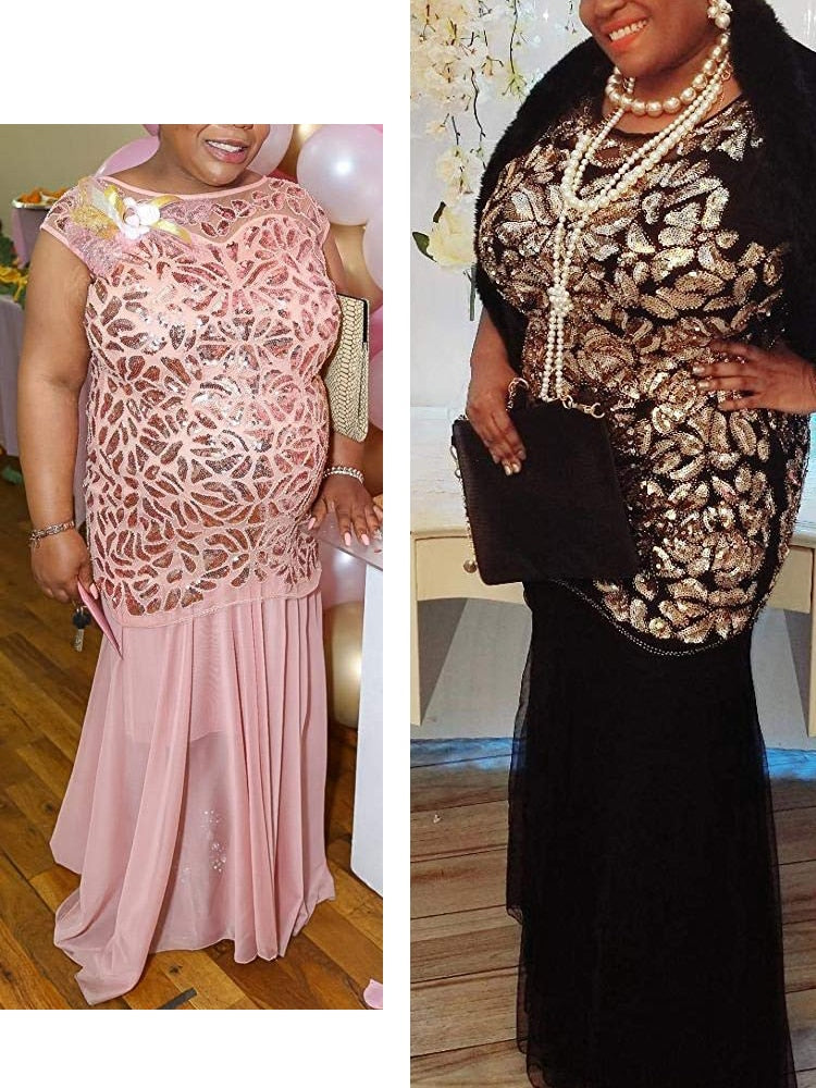 Fancy Sequins Beading Long Evening Dress