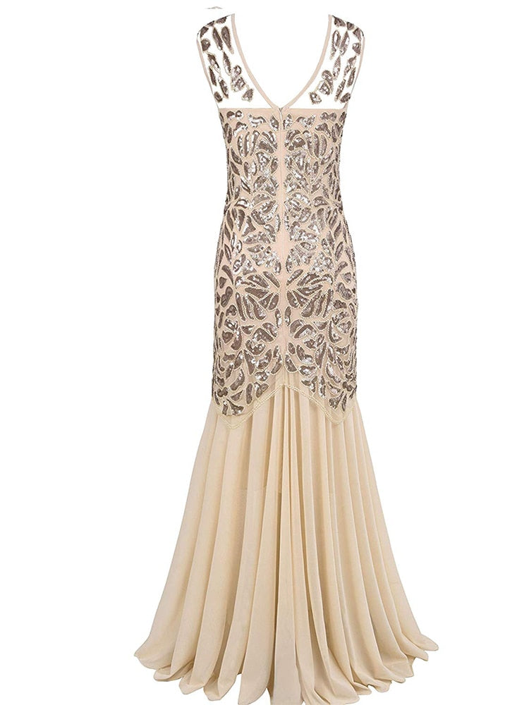 Fancy Sequins Beading Long Evening Dress