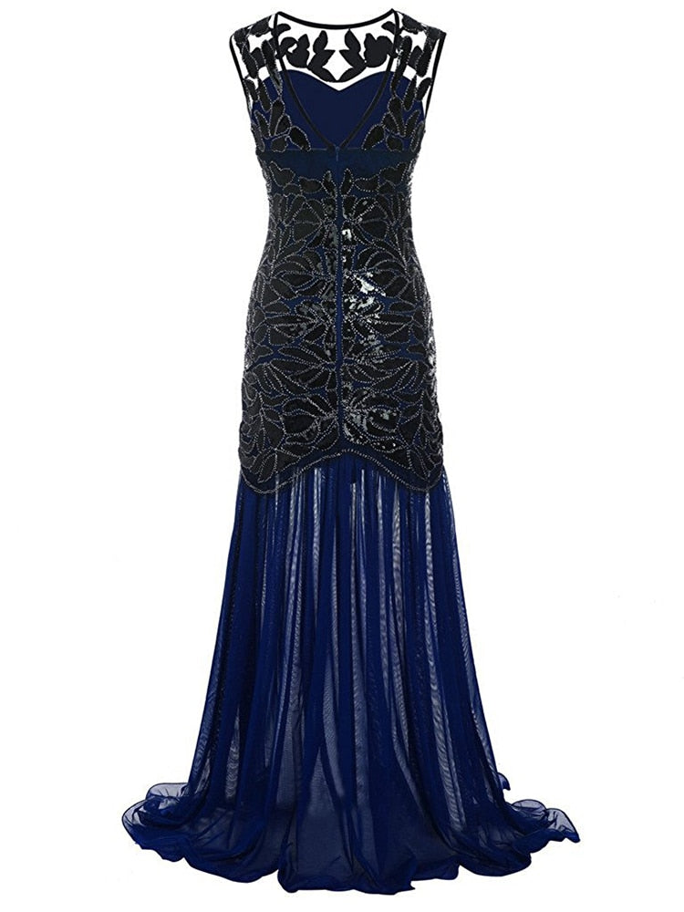 Fancy Sequins Beading Long Evening Dress