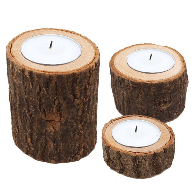 Rustic Tea Light Wooden Candle Holders