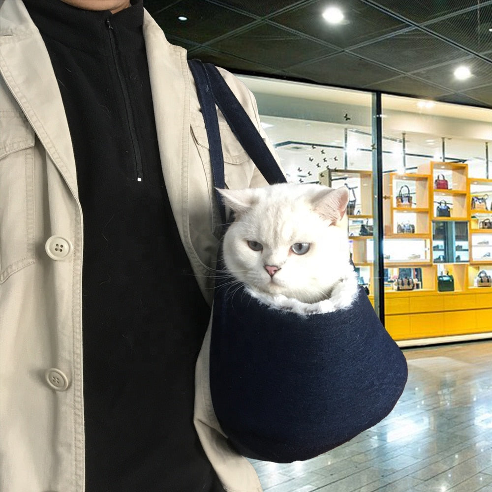 2 in 1 Winter Warm Velvet Pet Carrier Bed Backpack Handbag