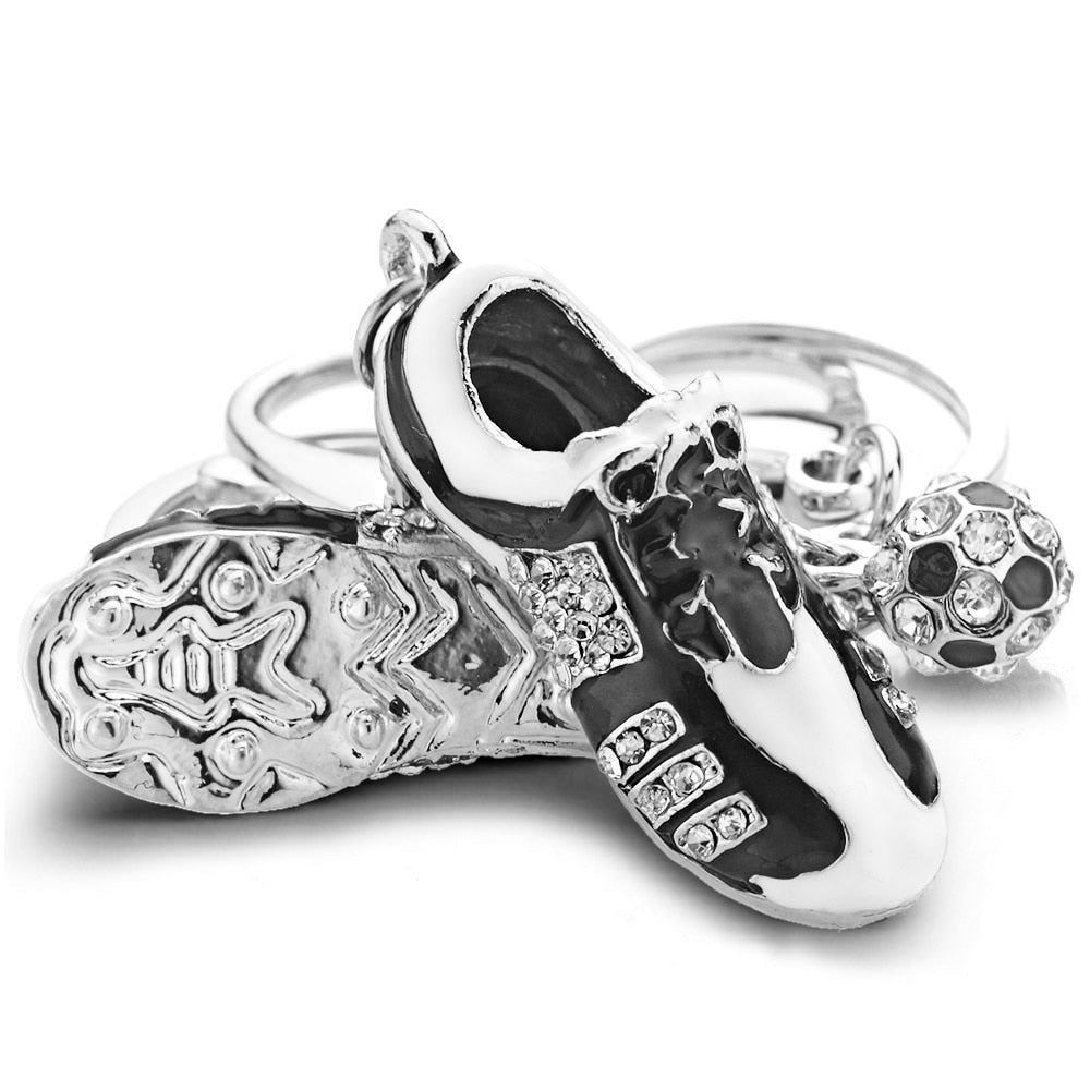 Crystal Football Soccer Shoes Keychain