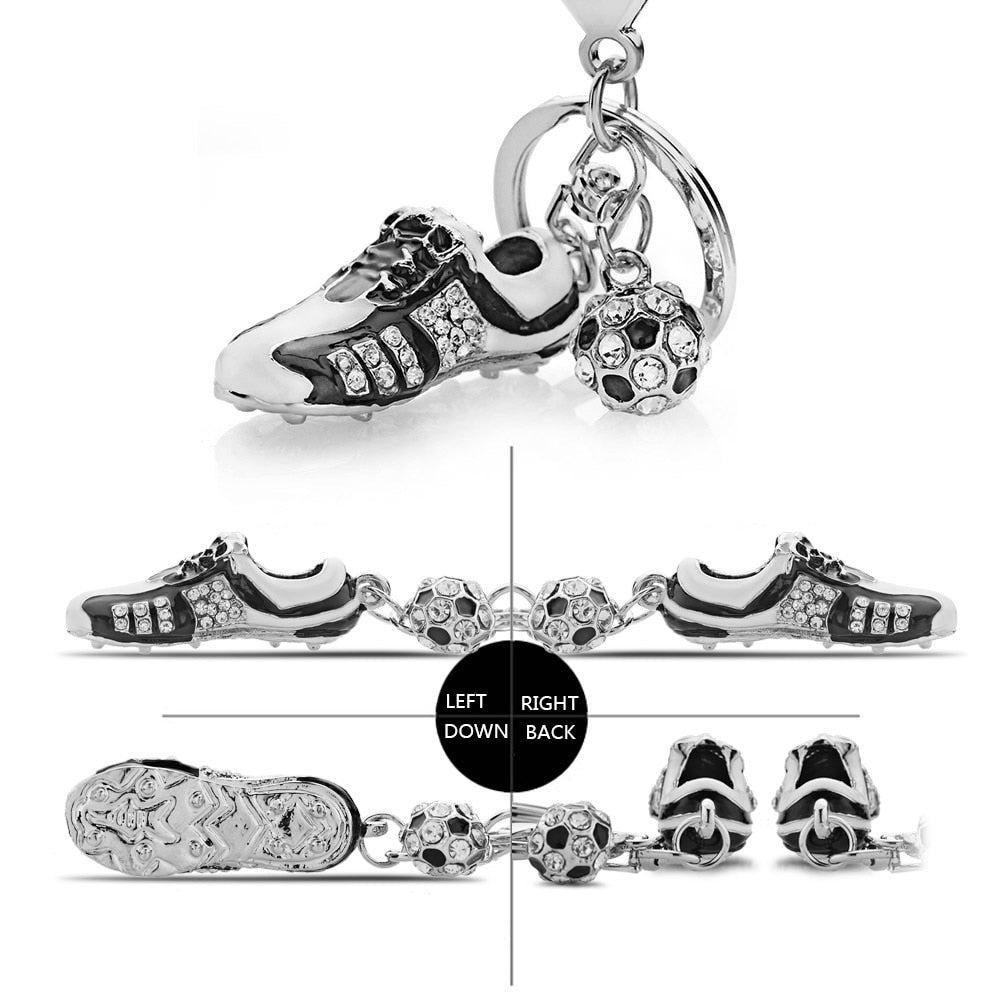 Crystal Football Soccer Shoes Keychain