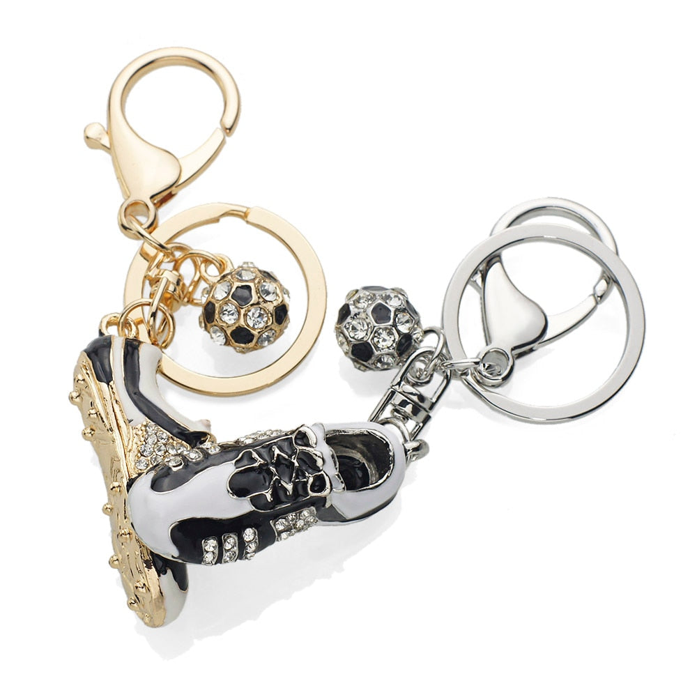 Crystal Football Soccer Shoes Keychain