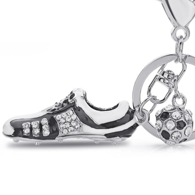 Crystal Football Soccer Shoes Keychain