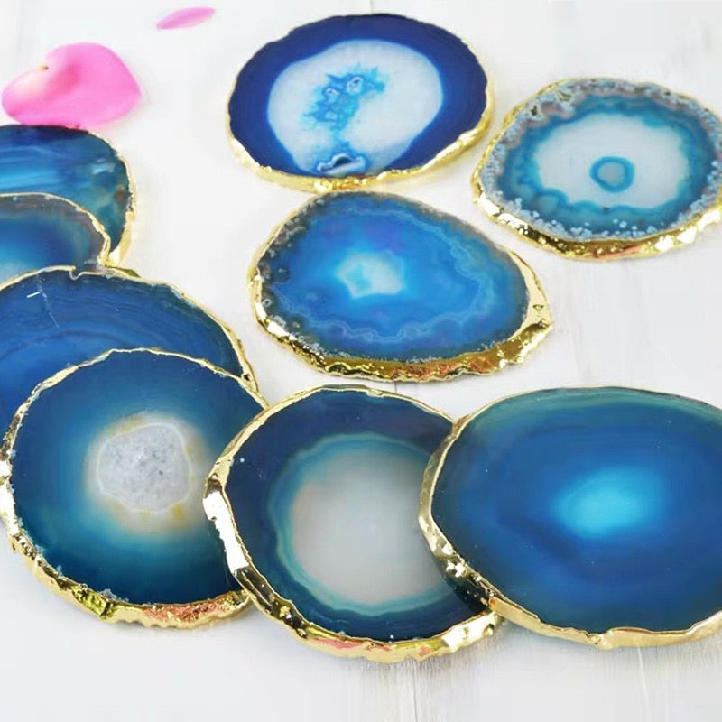 Natural Agate Slices Coaster Polished Gems Mineral Decor Stone Gift
