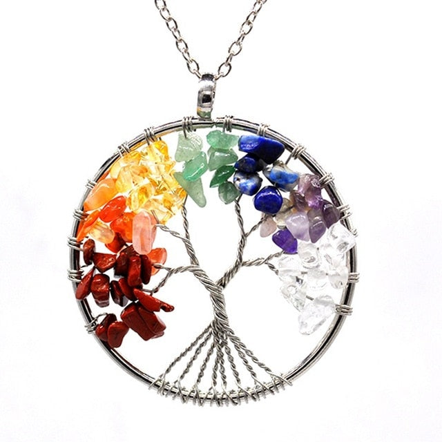 Healing Crystals Quartz Tree of Life Necklace