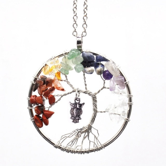 Healing Crystals Quartz Tree of Life Necklace